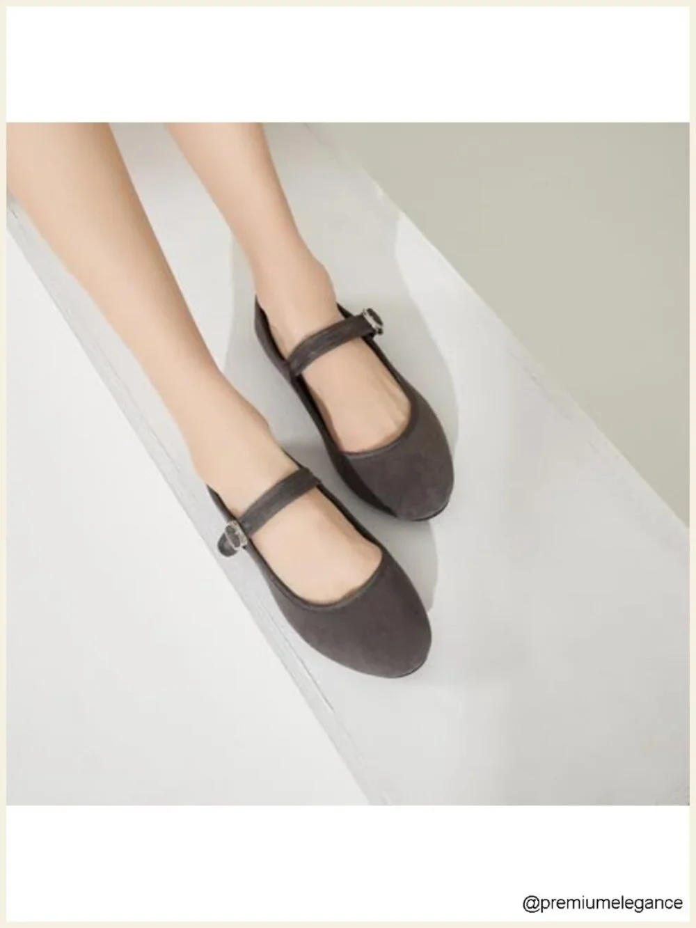 Women's Faux Suede Mary Jane Flats with Adjustable Strap Memory Foam Insole